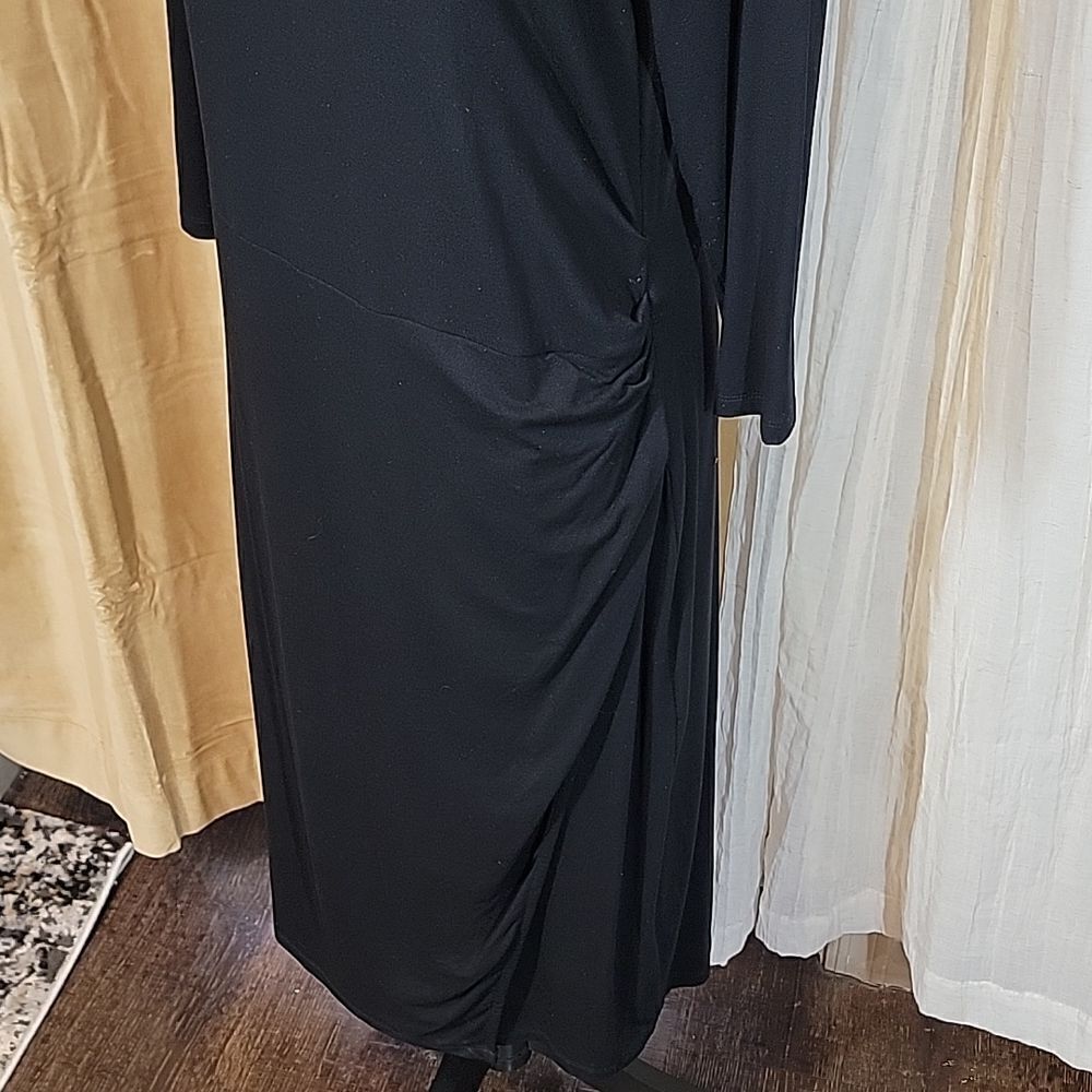 Pure Collection Black Ruched Jersey Knit Dress - Picture 9 of 16